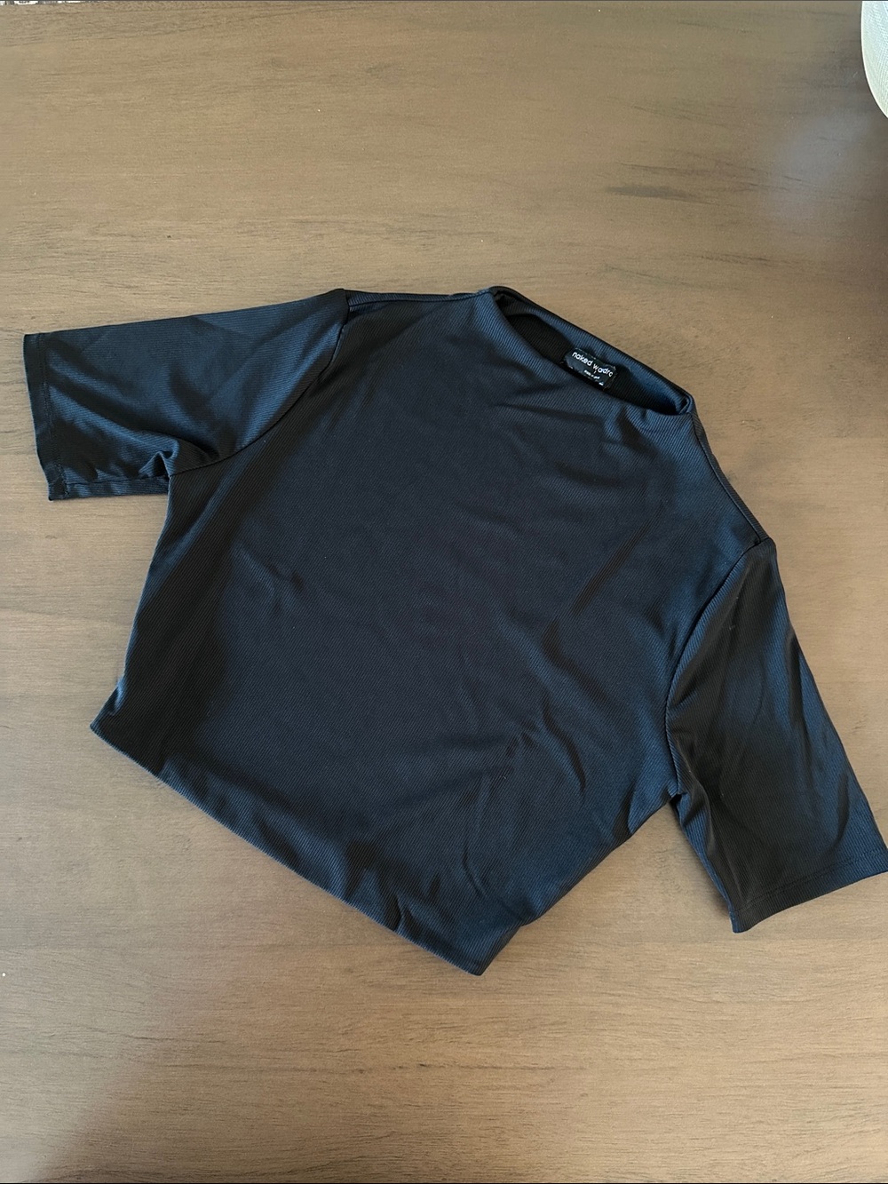 naked wardrobe Black Cropped Short Sleeve Top